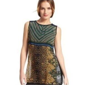 Cabi Buchanan Leopard Print Stripe Sleeveless Tank Top S #565